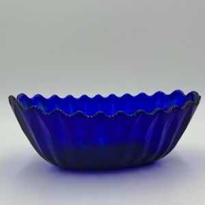 Vintage Cobalt Blue Scalloped Bowl